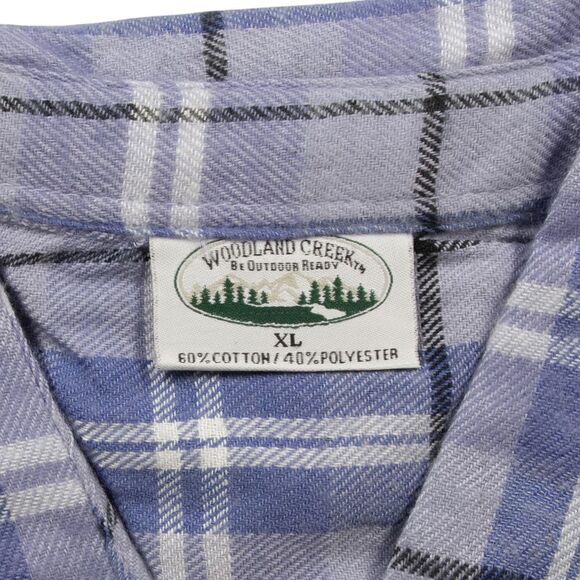 Woodland Creek Women's Long Sleeve Button-Up Pleated Shirt in Blue Plaid, XL - Picture 6 of 7